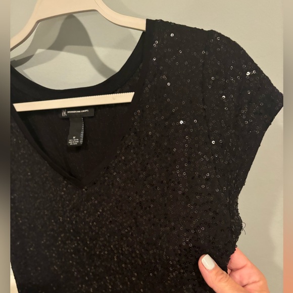 Women's Holiday Sequence Short Sleeve Top - INC International Concepts -Size M - Picture 5 of 11